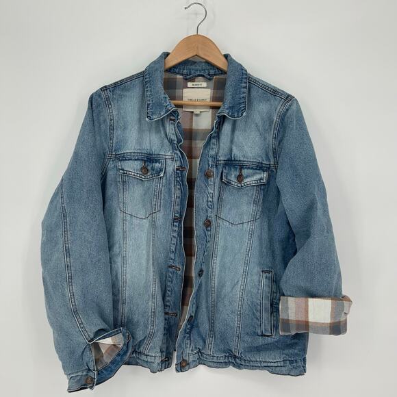 Thread & Supply Women’s Large Denim Jacket – Sherpa Flannel Lined – Casual - Picture 1 of 6